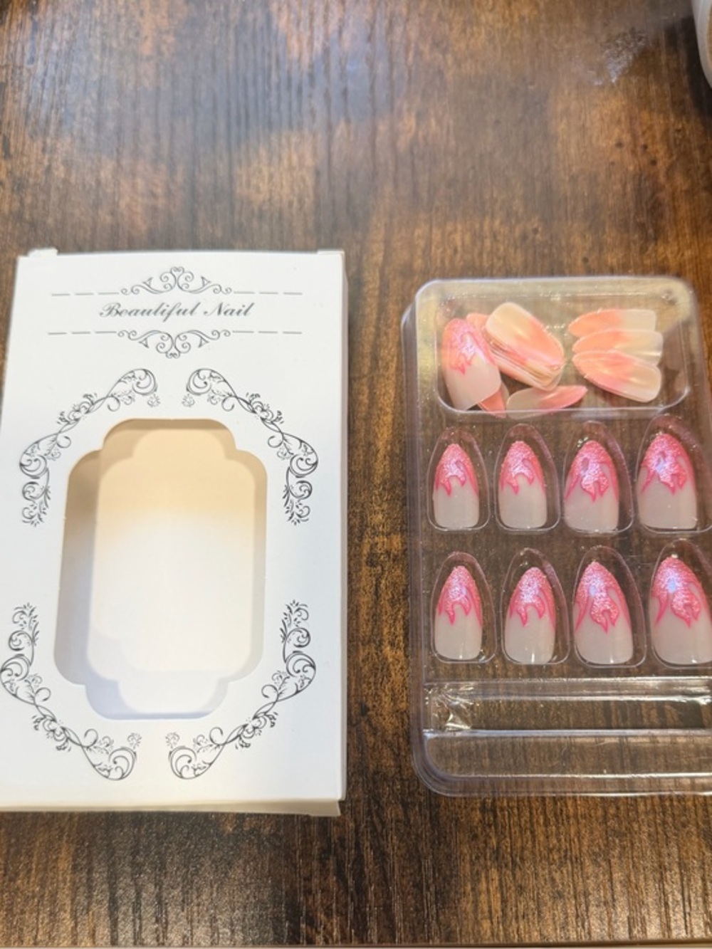 Pink Glitter French Tip Press-On Nails